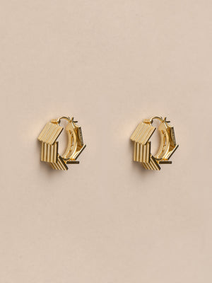 SQUARE WATCH CHAIN EAR HOOPS