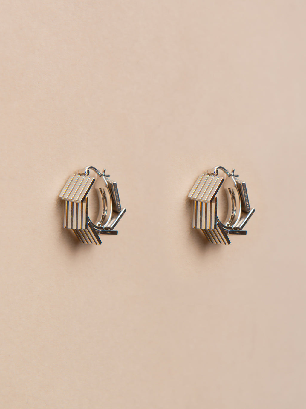 SQUARE WATCH CHAIN EAR HOOPS