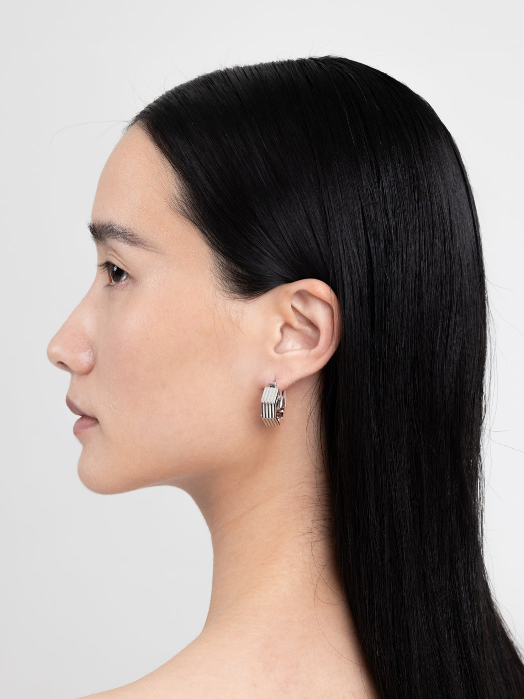 SQUARE WATCH CHAIN EAR HOOPS