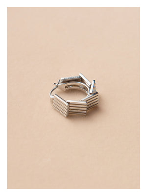 SQUARE WATCH CHAIN EAR HOOPS
