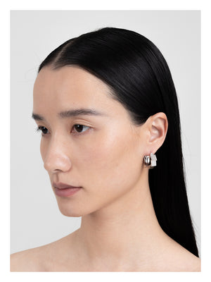 SQUARE WATCH CHAIN EAR HOOPS