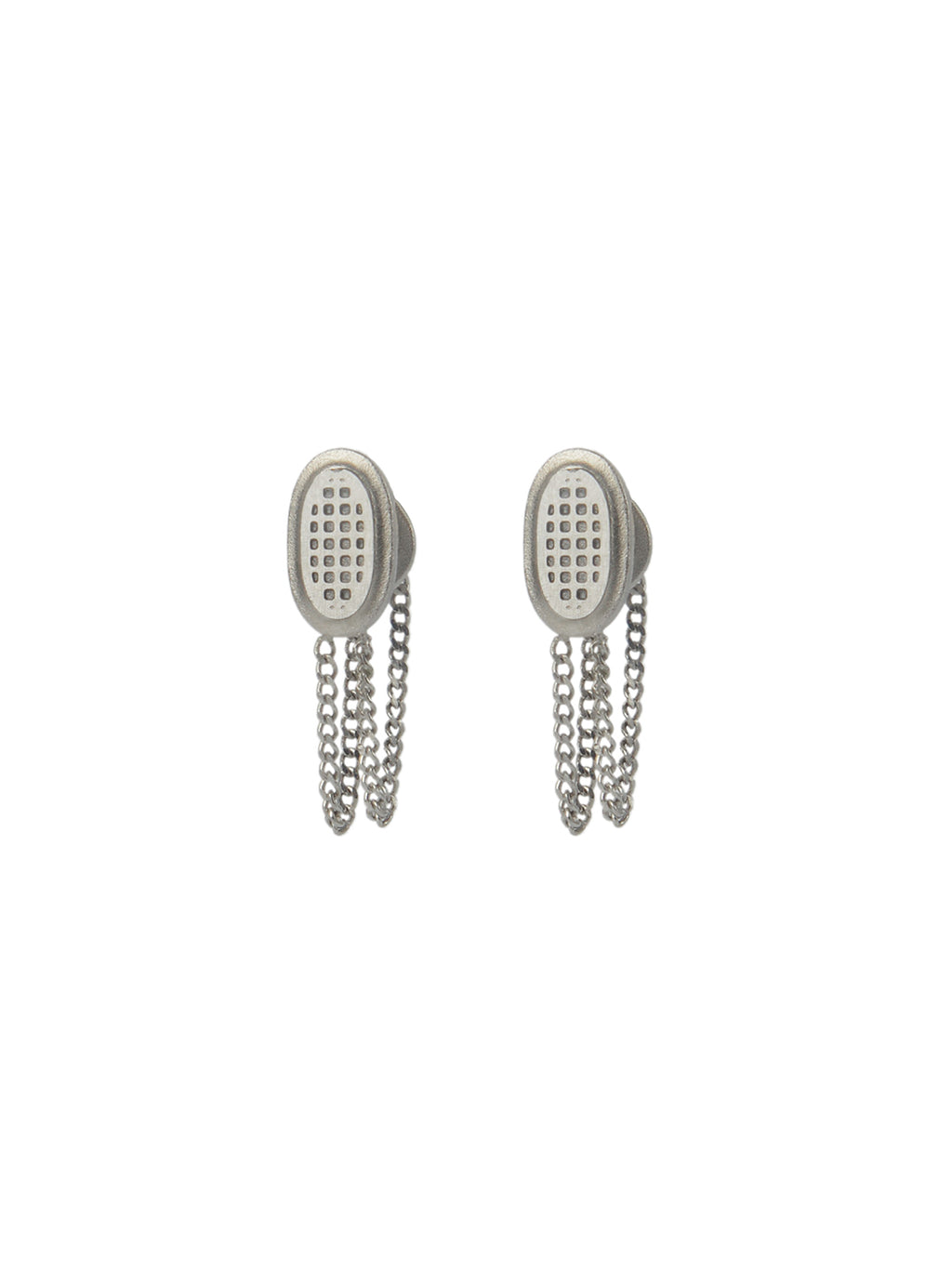 STEREO MESH DOUBLE-CHAIN EARRINGS