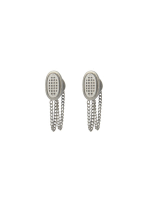 STEREO MESH DOUBLE-CHAIN EARRINGS
