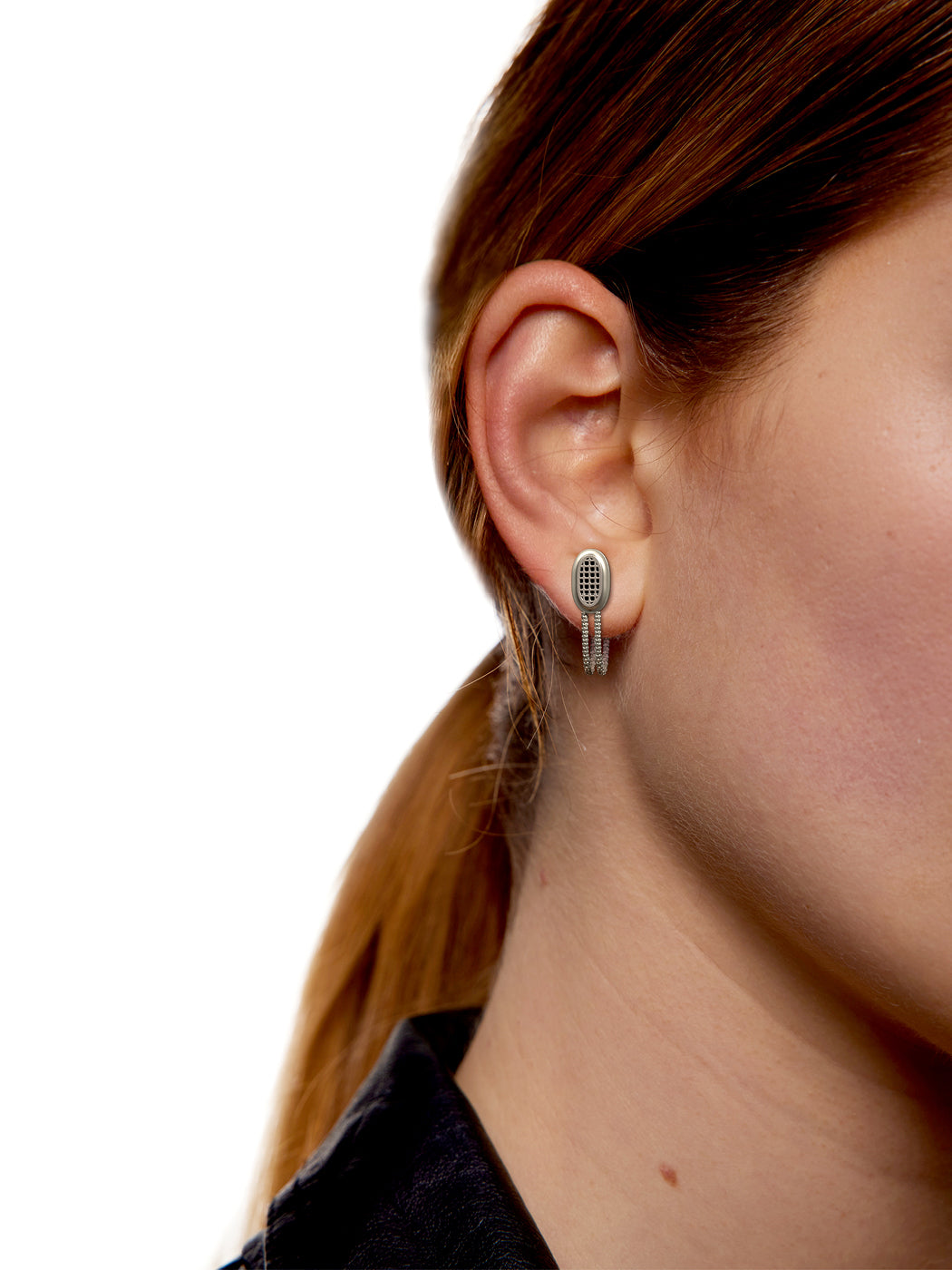 STEREO MESH DOUBLE-CHAIN EARRINGS